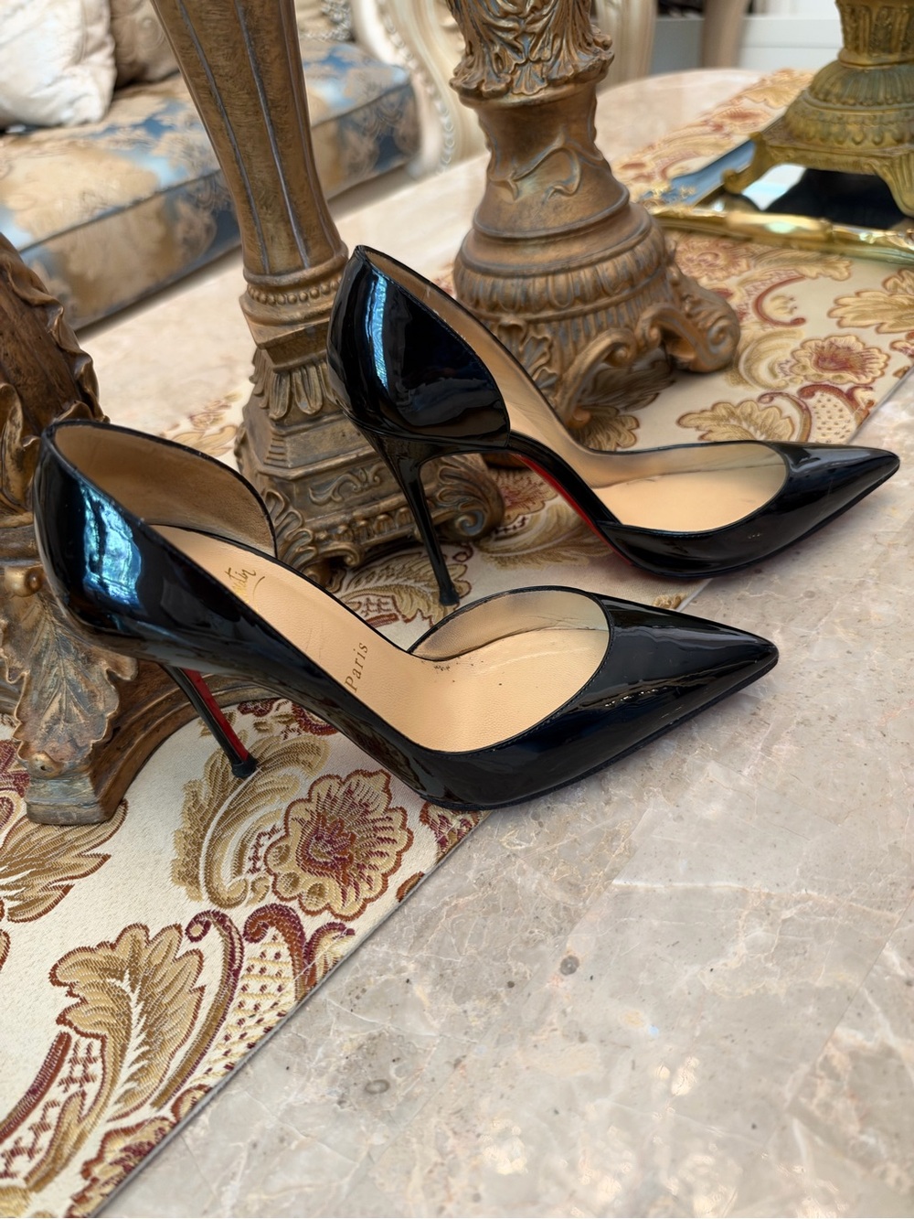 Christian Louboutin Iriza Black Patent Leather Pumps six 6 1/2